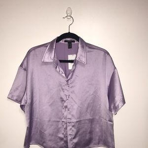 Silky Lavender Button Up Blouse